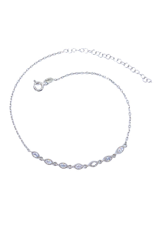 Tırtıklı Yedi Markiz Gümüş Halhal