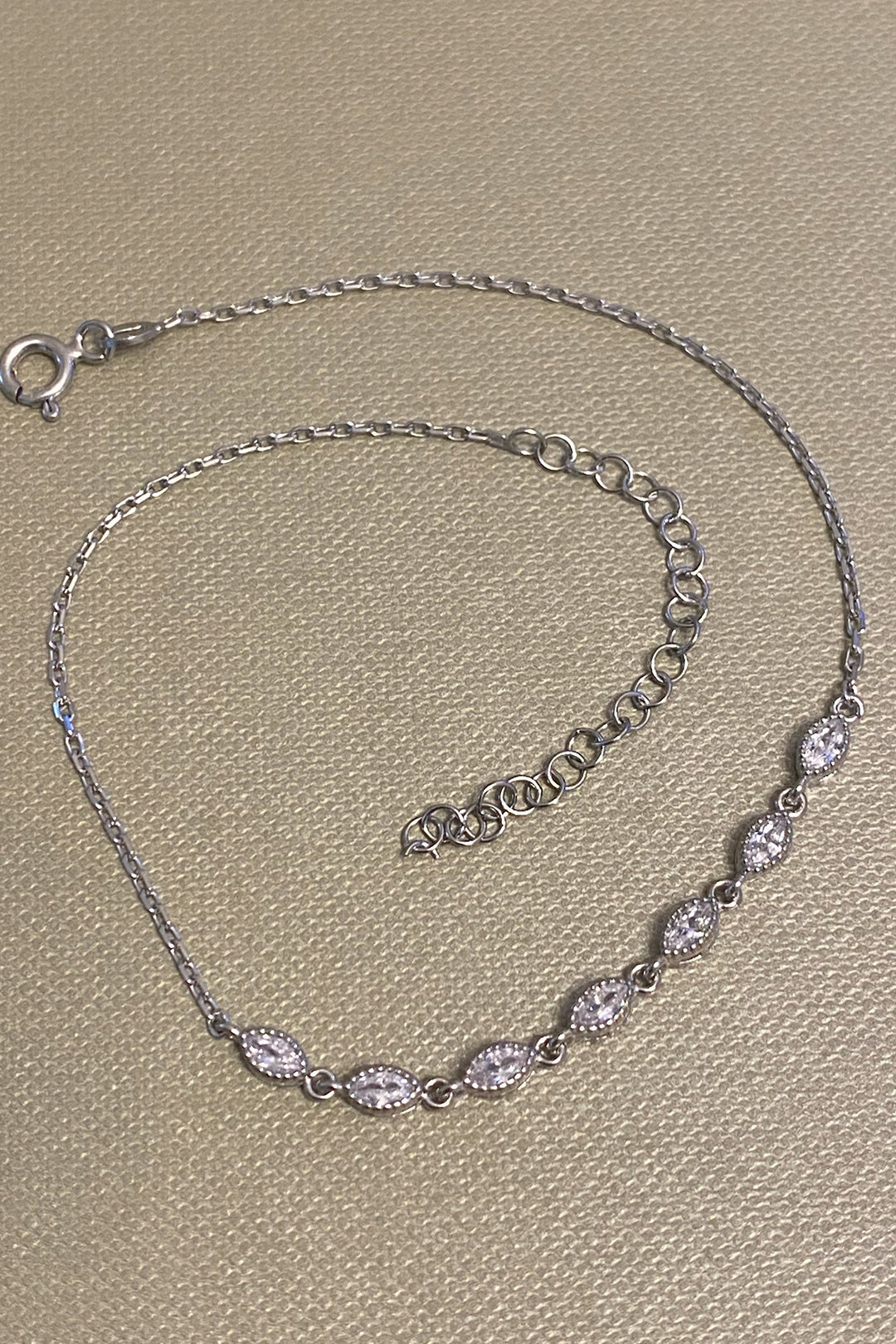 Tırtıklı Yedi Markiz Gümüş Halhal