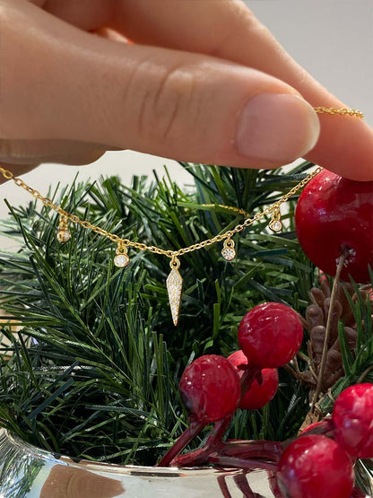 Dört Tohum Ve Taşlı Karo Sallantılı Gümüş Halhal