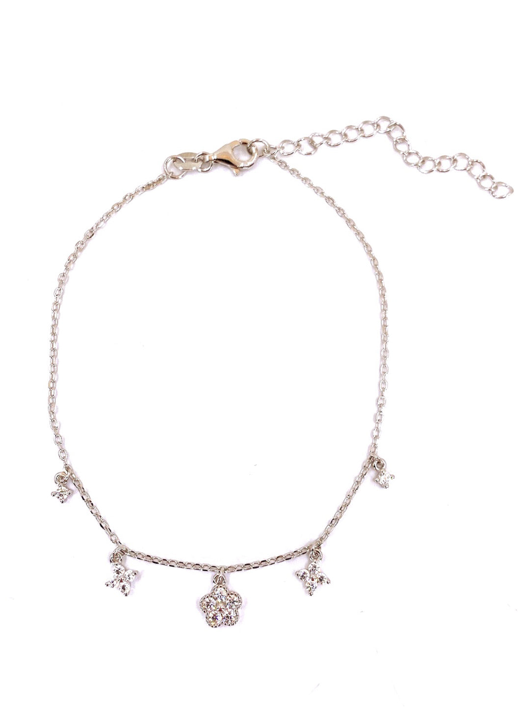 Tektaş Kare Papatya Sallantılı Gümüş Halhal