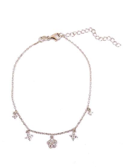 Tektaş Kare Papatya Sallantılı Gümüş Halhal