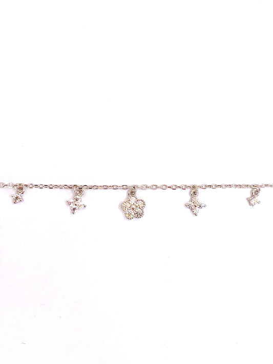 Tektaş Kare Papatya Sallantılı Gümüş Halhal