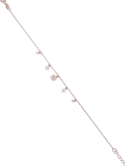 Tektaş Kare Papatya Sallantılı Gümüş Halhal