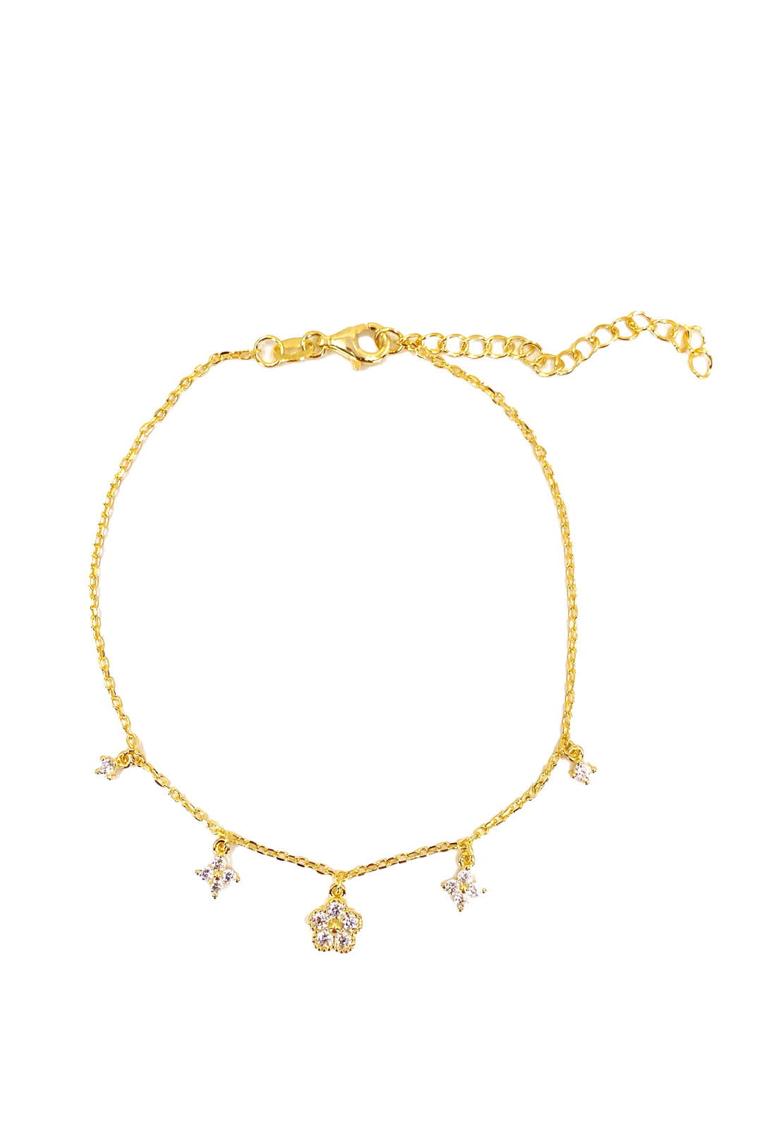 Tektaş Kare Papatya Sallantılı Gümüş Halhal