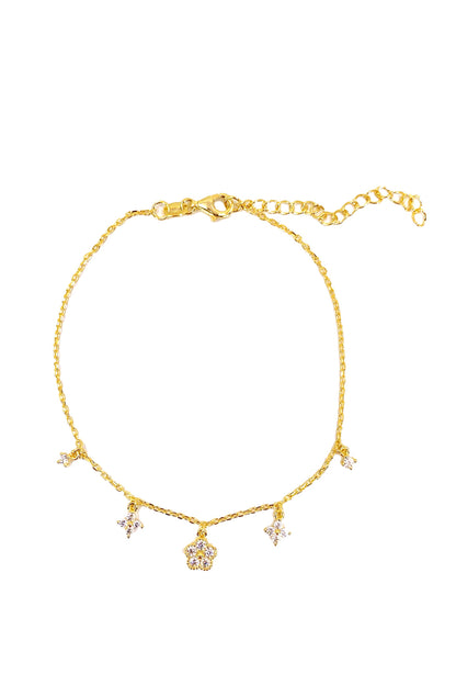 Tektaş Kare Papatya Sallantılı Gümüş Halhal