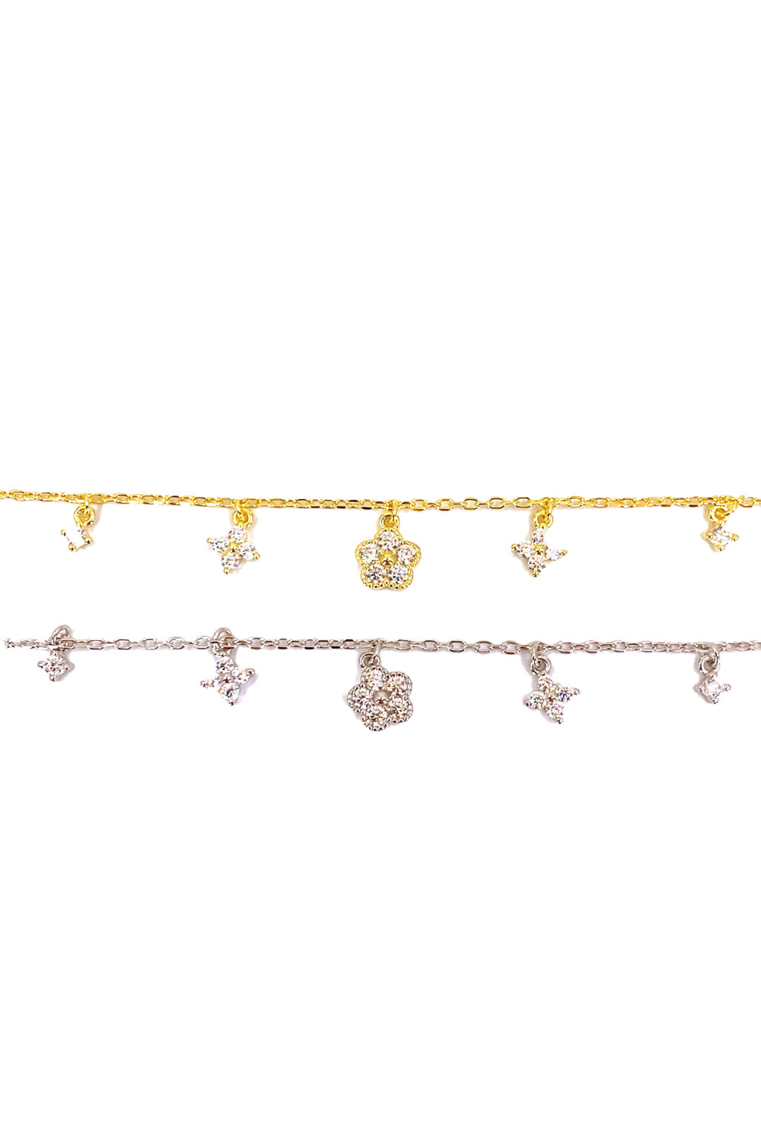 Tektaş Kare Papatya Sallantılı Gümüş Halhal