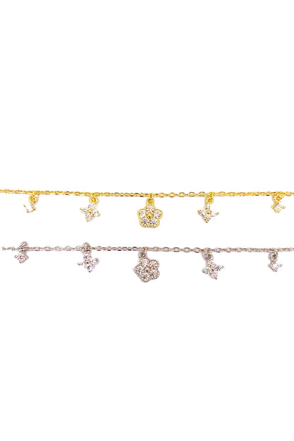 Tektaş Kare Papatya Sallantılı Gümüş Halhal