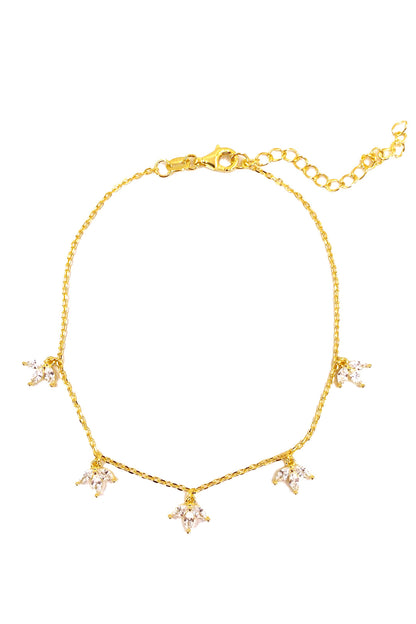 Beşli Lotus Sallantılı Gümüş Halhal