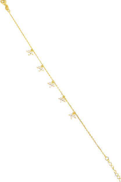 Beşli Lotus Sallantılı Gümüş Halhal