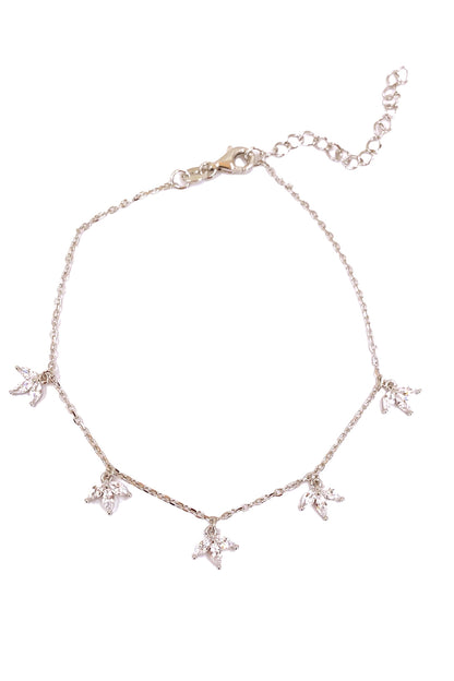 Beşli Lotus Sallantılı Gümüş Halhal