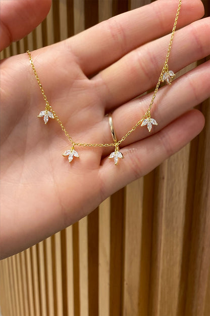 Beşli Lotus Sallantılı Gümüş Halhal