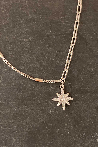 Geo ve Düz Zincir Kuzeyyıldızı Gümüş Halhal