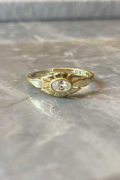 Minimal Oval Tektaş Göz Gümüş Yüzük