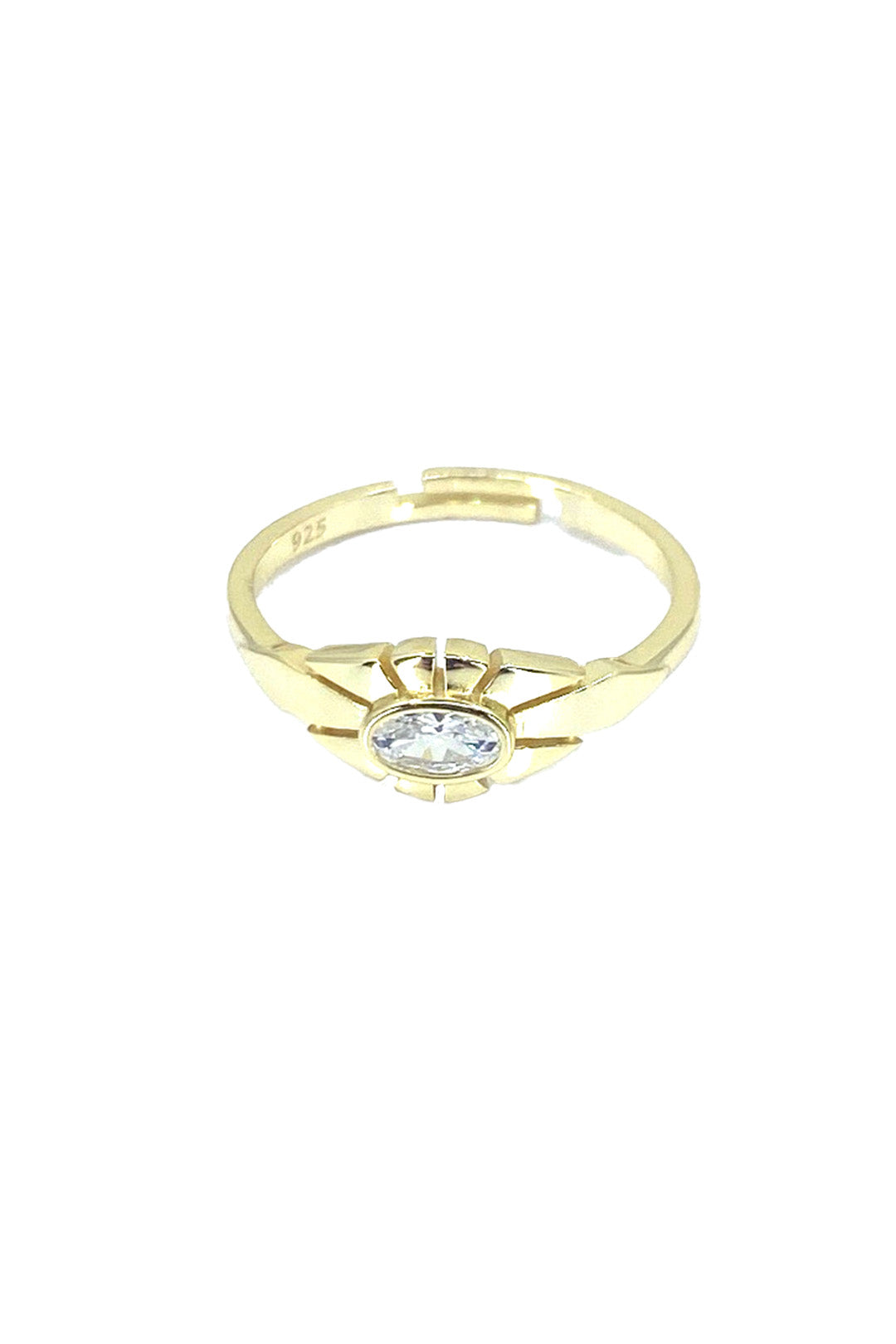 Minimal Oval Tektaş Göz Gümüş Yüzük