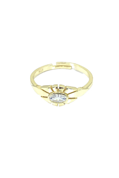 Minimal Oval Tektaş Göz Gümüş Yüzük