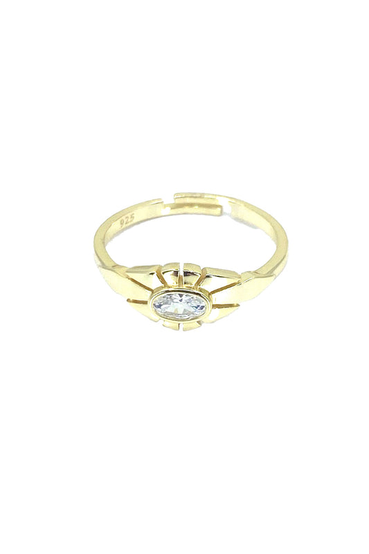 Minimal Oval Tektaş Göz Gümüş Yüzük
