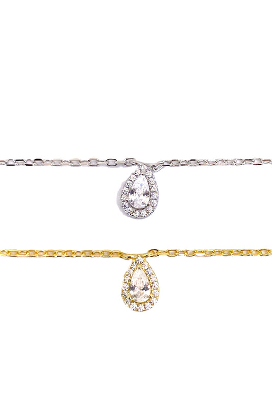 Beyaz Damla Montür Gümüş Halhal