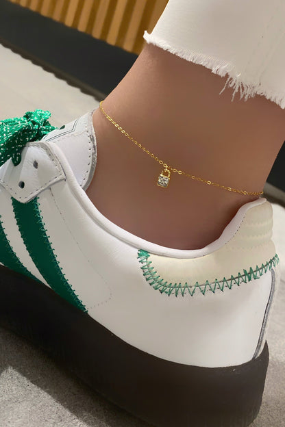 Kare Baget Kilit Gümüş Halhal