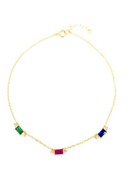 Mix Baget Ve Üçgen Taşlı Gümüş Halhal