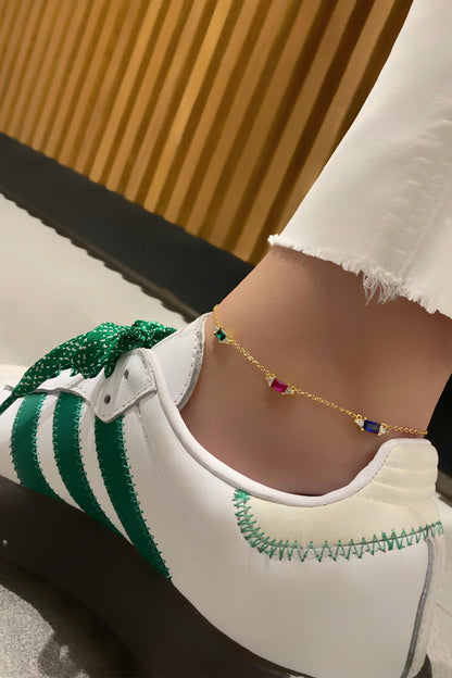 Mix Baget Ve Üçgen Taşlı Gümüş Halhal