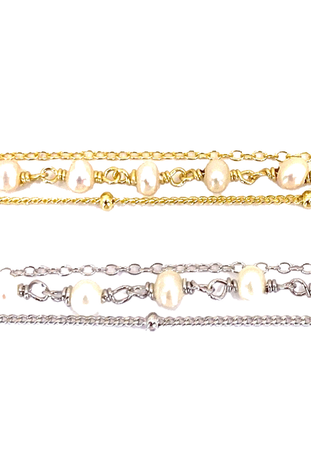 İnci Ve Top Üç Sıra Gümüş Halhal