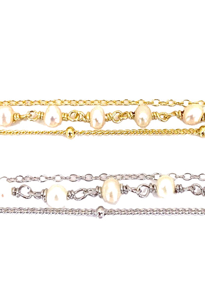 İnci Ve Top Üç Sıra Gümüş Halhal