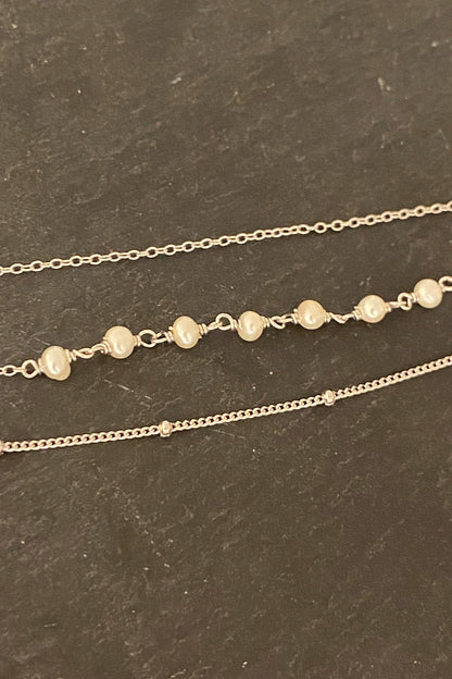 İnci Ve Top Üç Sıra Gümüş Halhal