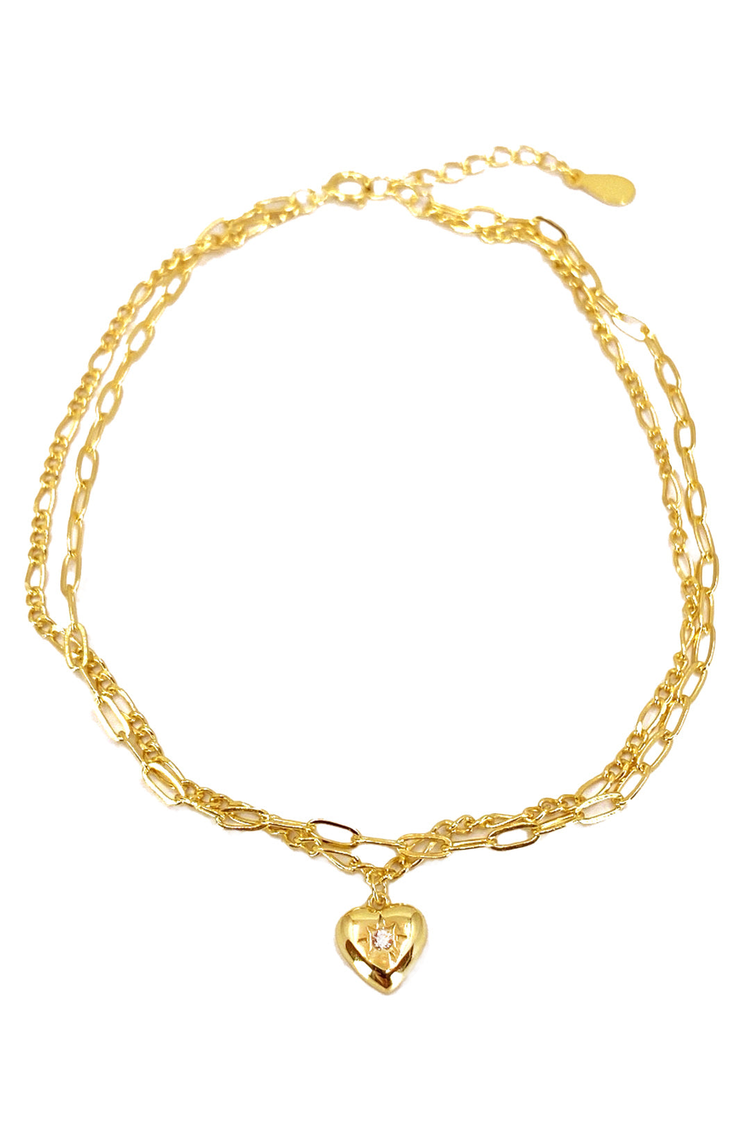 Oval ve Figaro Zincir İkili Bomby Kalp Gümüş Halhal