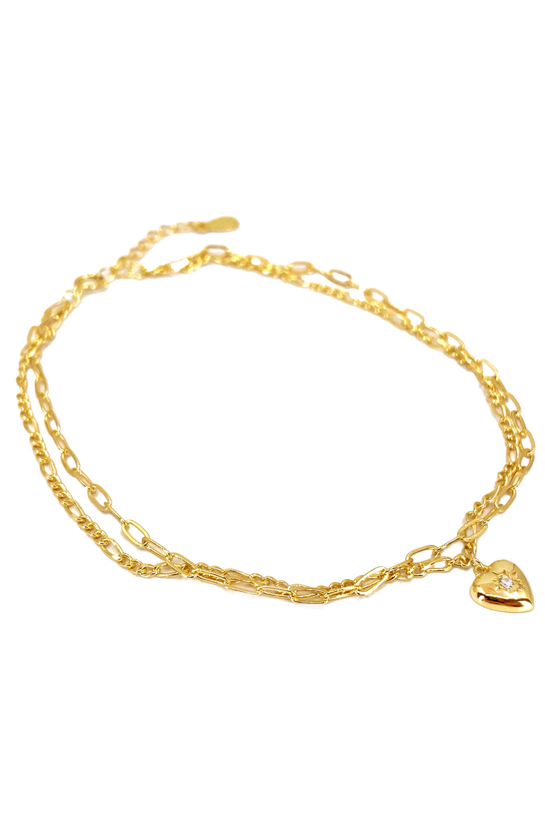 Oval ve Figaro Zincir İkili Bomby Kalp Gümüş Halhal