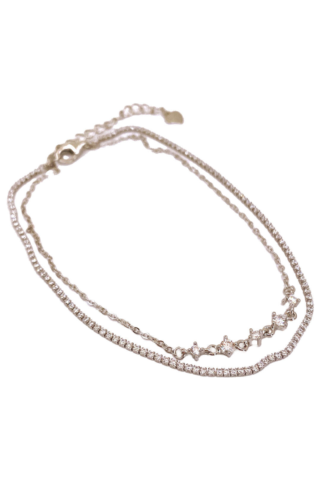 İnce Suyolu ve Beş Taş Detay İkili Gümüş Halhal