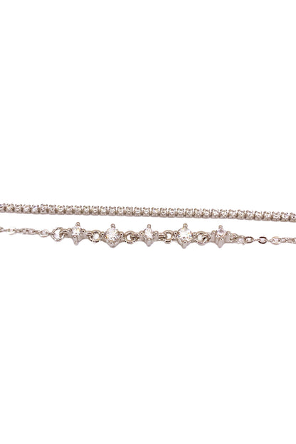 İnce Suyolu ve Beş Taş Detay İkili Gümüş Halhal