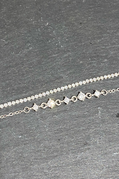 İnce Suyolu ve Beş Taş Detay İkili Gümüş Halhal