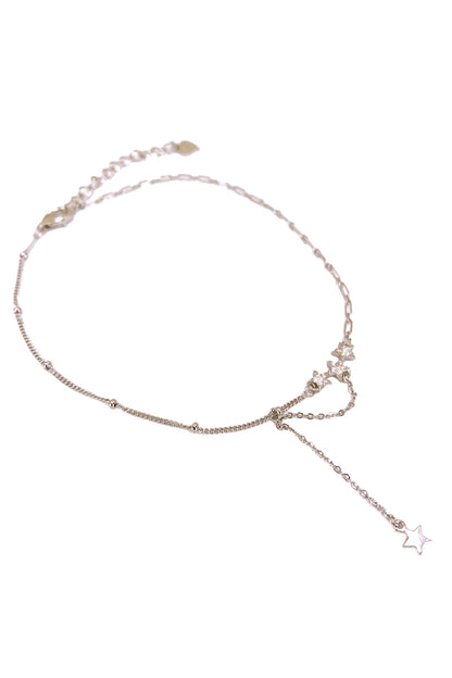 Üç Yıldız ve Sallantı Detay Gümüş Halhal