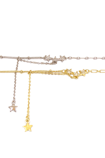 Üç Yıldız ve Sallantı Detay Gümüş Halhal