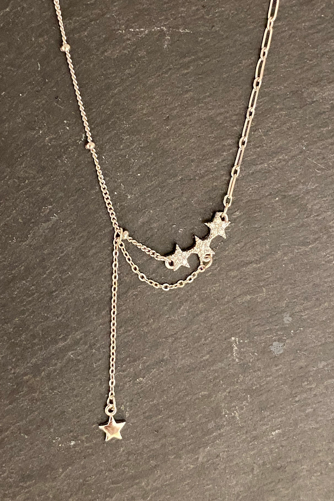 Üç Yıldız ve Sallantı Detay Gümüş Halhal