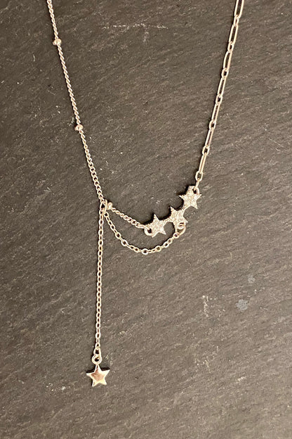 Üç Yıldız ve Sallantı Detay Gümüş Halhal