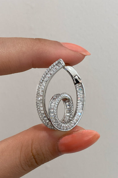 Baget Taşlı Damla Spiral Gümüş Küpe