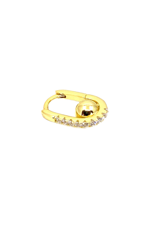 İçi Top Mini Oval Geo Gümüş Küpe