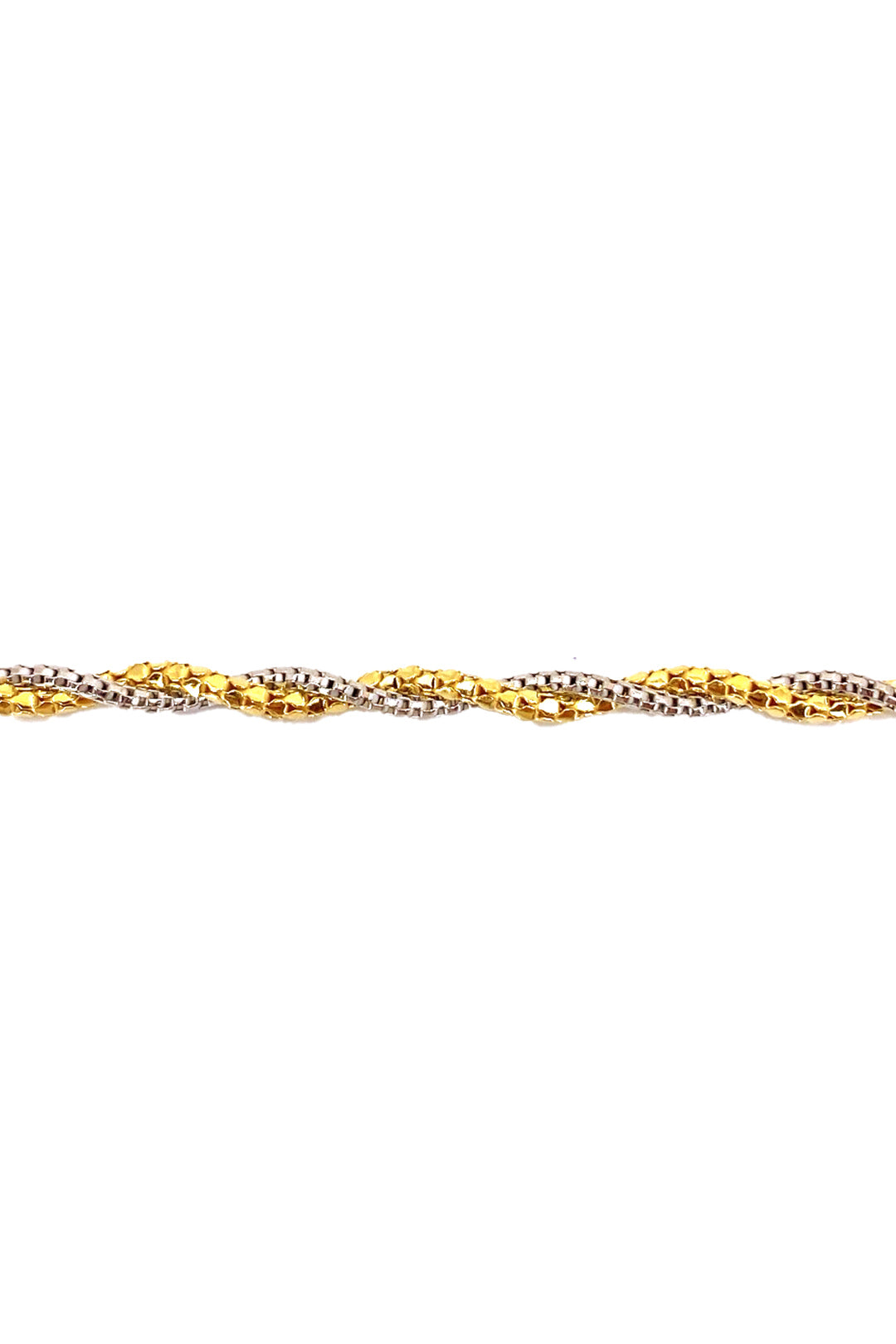 Gold Taşsız Mix Örgü Zincir Gümüş Bileklik