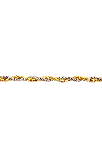 Gold Taşsız Mix Örgü Zincir Gümüş Bileklik