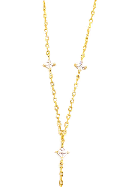 Beş Kare Taşlı Gümüş Y Kolye