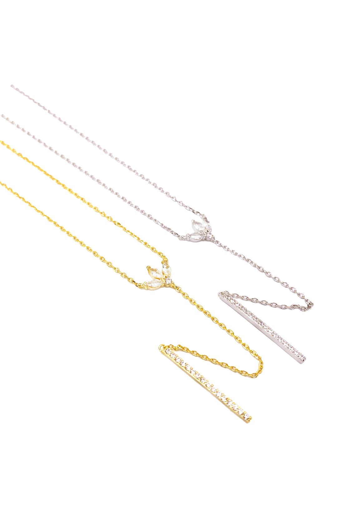 Lotus Ve Çubuk Gümüş Y Kolye