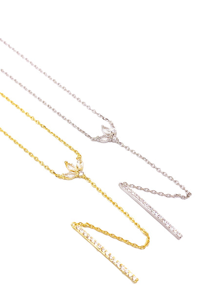 Lotus Ve Çubuk Gümüş Y Kolye