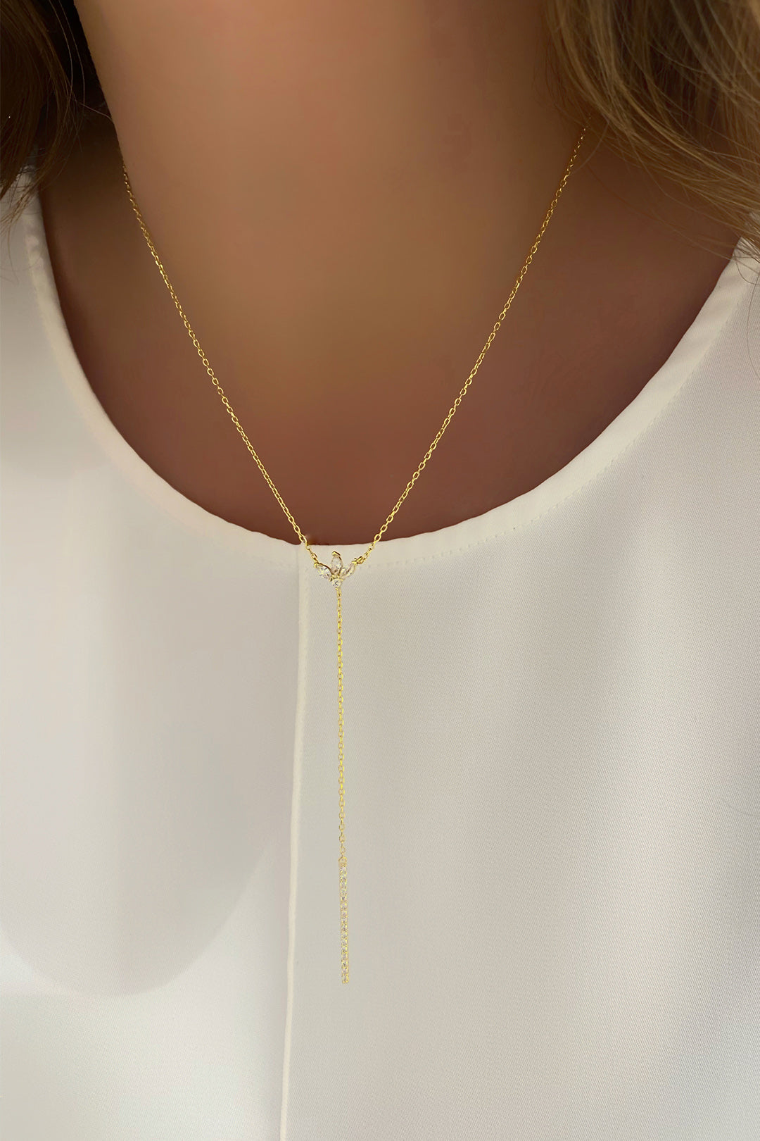 Lotus Ve Çubuk Gümüş Y Kolye