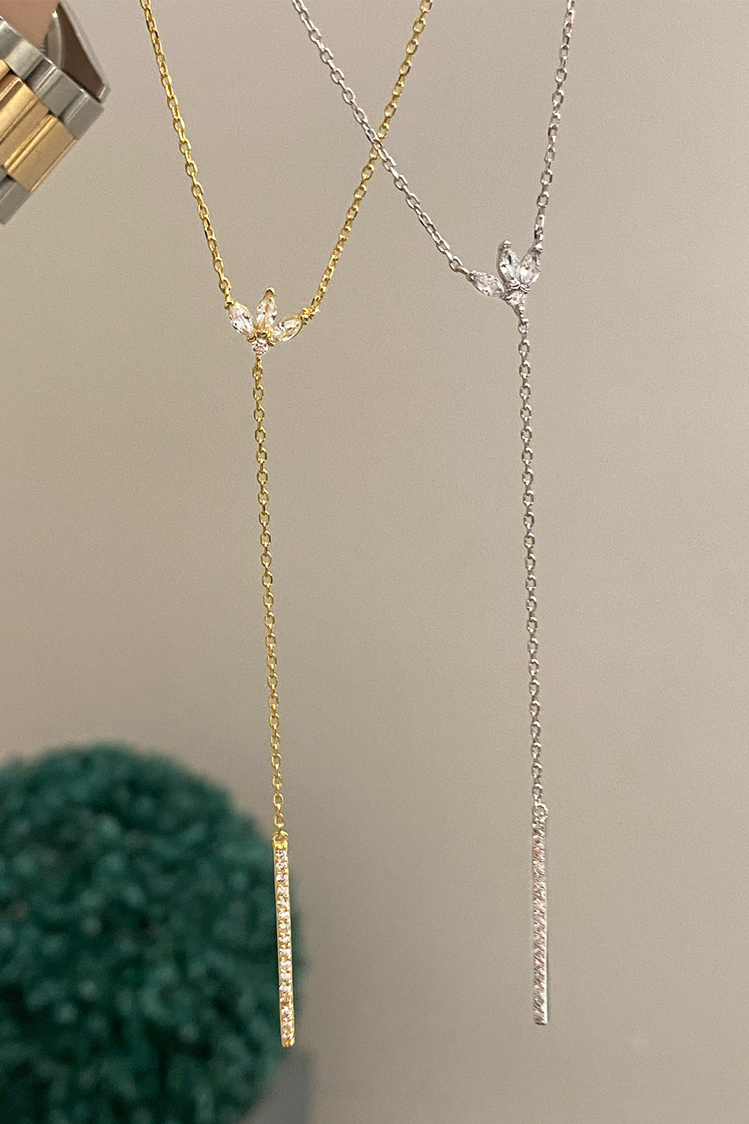 Lotus Ve Çubuk Gümüş Y Kolye