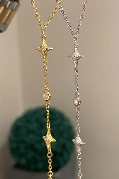 Taşlı Artı Ve Tohum Gümüş Y Kolye