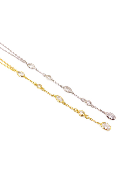 Üç Oval İki Tohum Gümüş Y Kolye