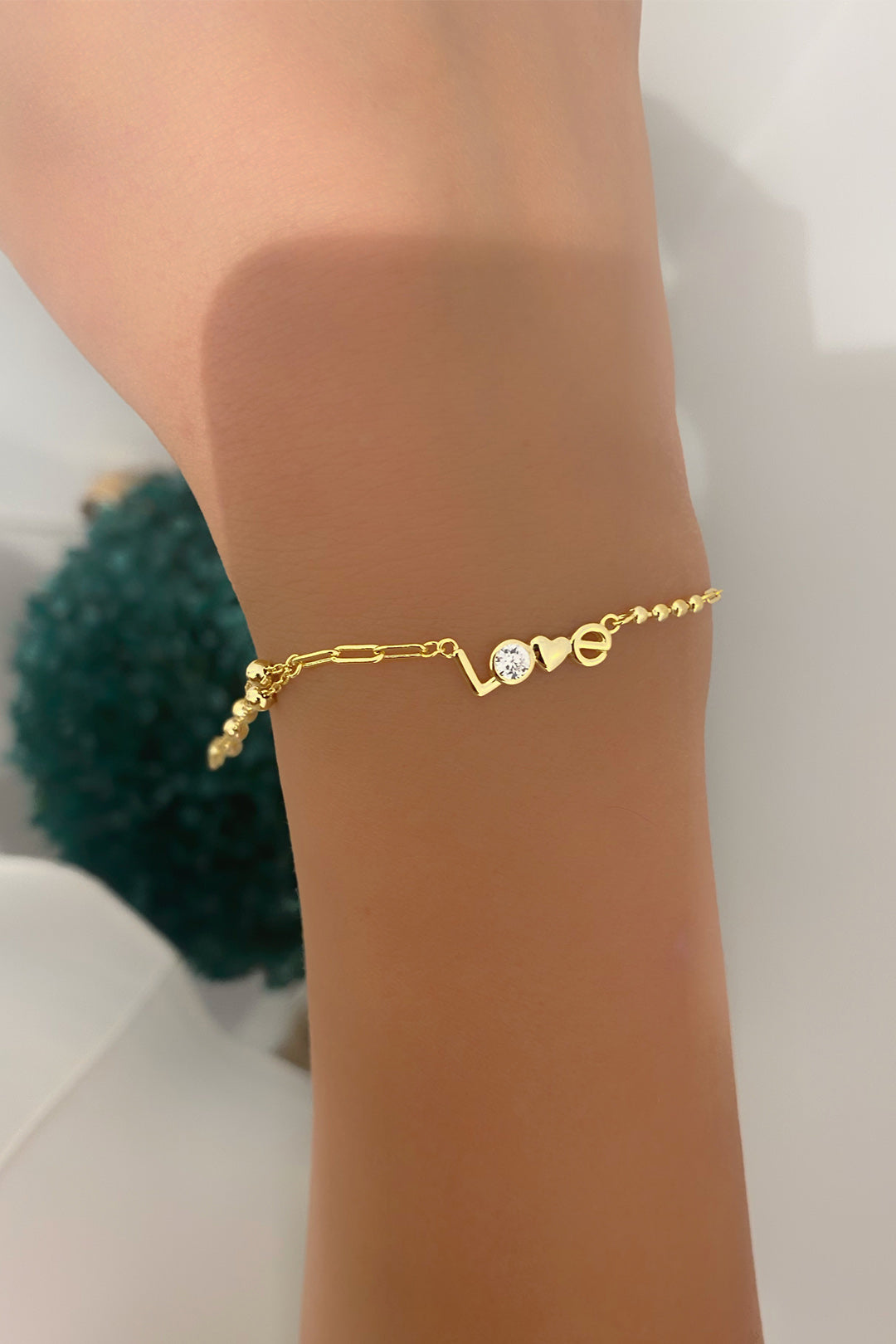 Love İki Sıralı Gümüş Bileklik