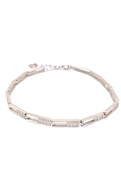 Taşlı Ve Taşlı Dikdörtgen Gümüş Bileklik