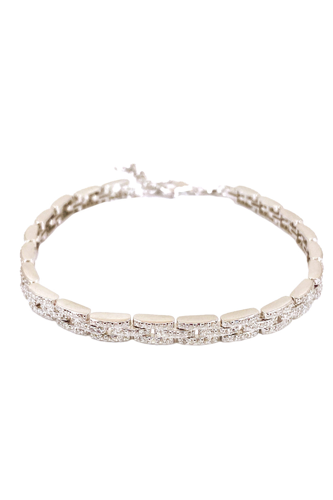 Taşlı Üç Sıra Çubuk Suyolu Gümüş Bileklik